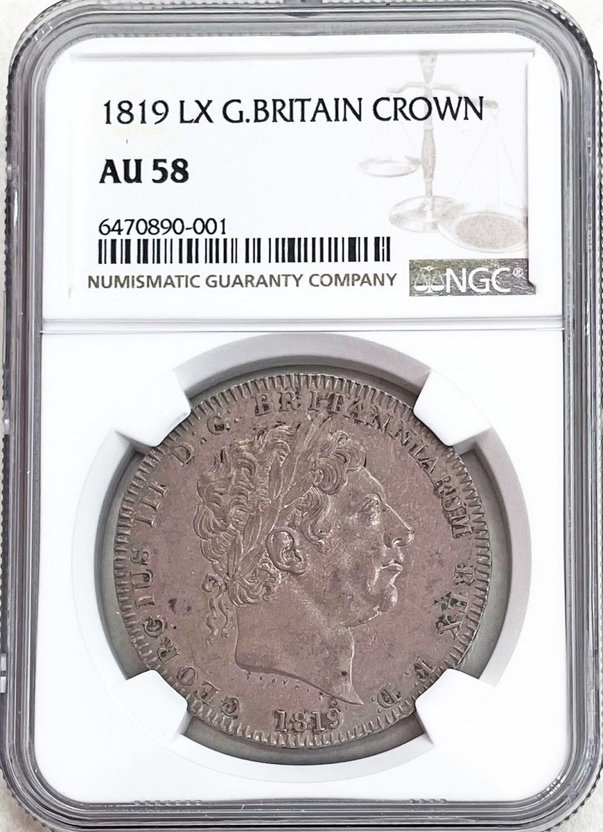 1819 LX SILVER GREAT BRITAIN CROWN GEORGE III COIN NGC ABOUT