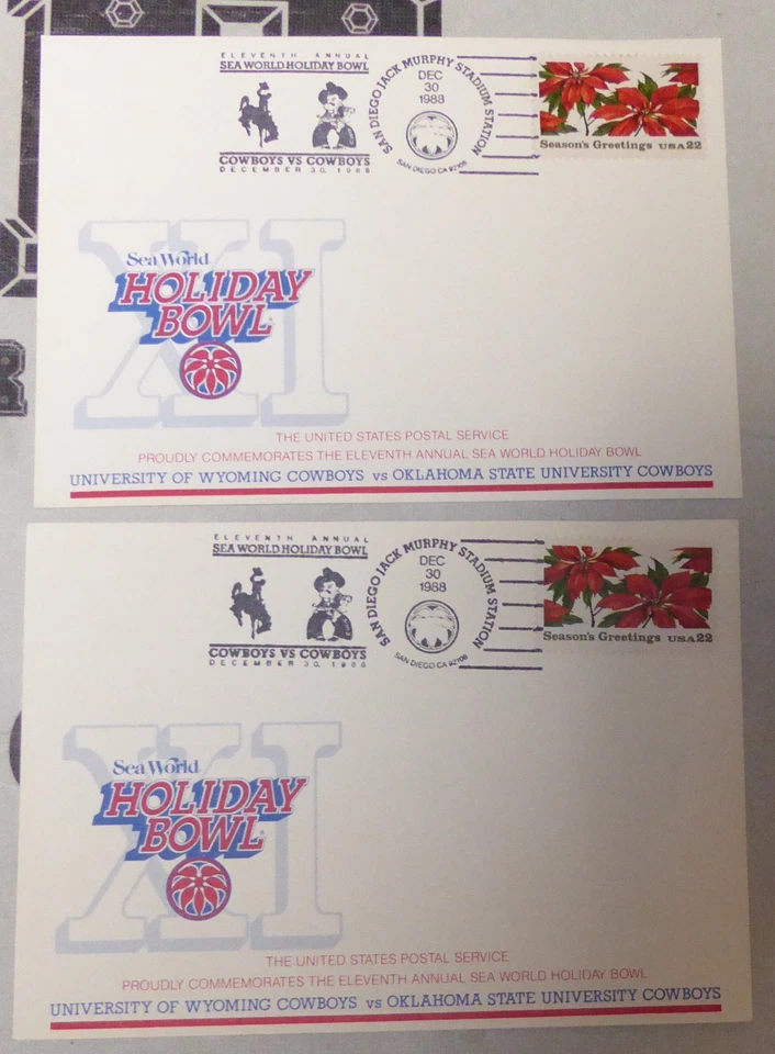 Tarjeta postal del juego Holiday Bowl 1988 Barry Sanders Jugador Más Valioso Oklahoma State OSU vs Wyoming Foto 4 de 4