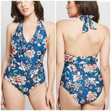 NEW ModCloth Blue Floral The Reese One Piece Swimsuit XS MSRP 79 Size XS