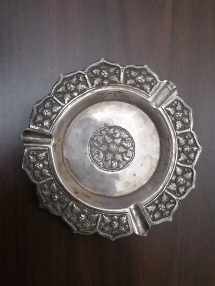 WOW Antigua Bandeja de Ceniza Floral Plata 800 116mm Coleccionable Lujo Raro Ideas de Regalo Foto 2 de 4