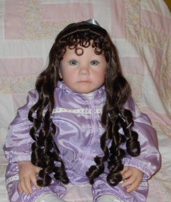 Kemper LONDON Doll Wig SIZE 14/15 MEDIUM BROWN Ex-Long Ringlets Curls Bangs NWT