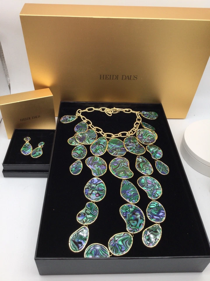 Heidi Daus "Heidi Illustrated" imitación abulón concha collar conjunto RELOJ VIDEO