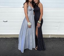 Betsy Adam V NECK MTLC BALLGOWN: orginally $349.95, size 2