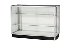 Extra Vision 60 Inch Tempered Glass Display Showcase with Silver Aluminum Frame