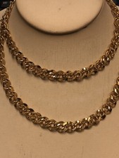 VINTAGE NAPIER SIGNED GOLD TONE DOUBLE LINK 30" NECKLACE