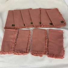 Handwoven Cloth 100 Cotton Napkins With Fringe - Set Of 10 - 4/Used-6/New India