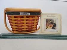 Longaberger 2001 Classic Inaugural Basket, Protector & Hardwood Lid, Americana 