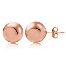 Rose Gold Tone over Sterling Silver 7mm Polished Ball Bead Stud Earrings