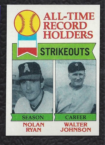 Vintage Nolan Ryan & Walter Johnson 1979 Topps ML Baseball Card #417 Angels
