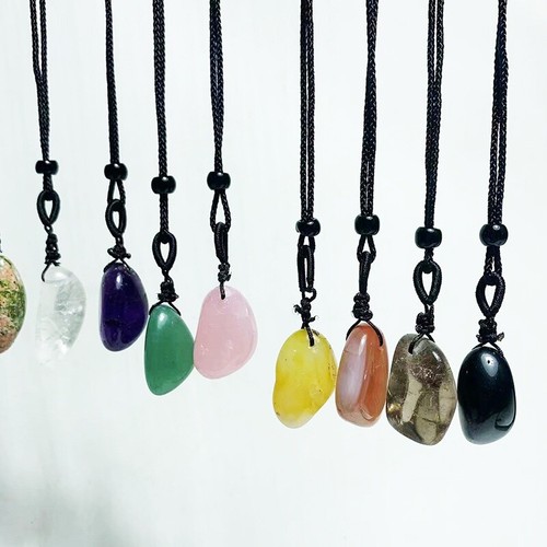 Natural Gravel stone polishing Pendant Materials Crystal Necklace Rough Stone - Picture 5 of 28