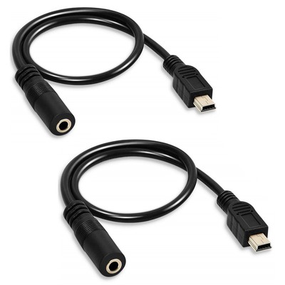 2x Mini USB B Male Plug 5 Pin to 3.5mm Female AUX Audio Adapter Cable Cord 30cm