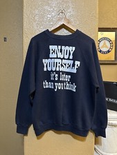 Vintage 1970s Enjoy Yourself It  s Later Crewneck Sweatshirt Springfoot Men  s XL