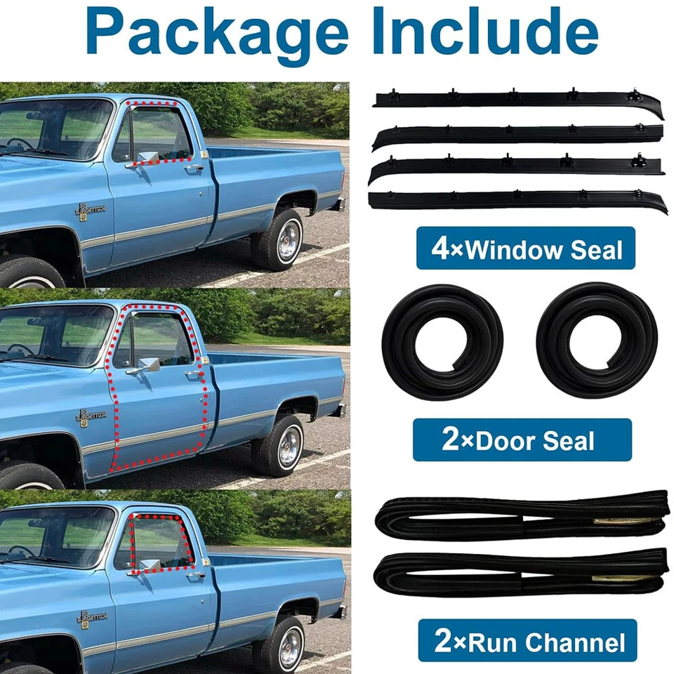Juego completo de sellos de resistencia para ventana de puerta para Chevy GMC C10/K10 1985-1991 Foto 2 de 4