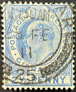 GIBRALTAR, King Edward VII, Scott 55, Ordinary Paper Variety, Used, F-VF