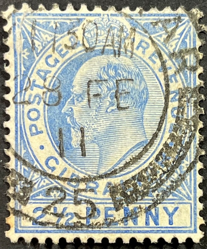 GIBRALTAR, King Edward VII, Scott 55, Ordinary Paper Variety, Used, F-VF
