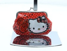 Hello Kitty Womens Red Polka Dot Plastic Bow Tie Wallet Size S