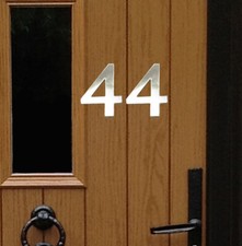 Stick-On House Numbers - No 44 - Stainless Steel - 10cm - Door, Fence, Gate