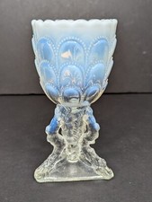 Northwood Beads and Bark Blue Opalescent Vase — listing 5