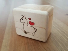Llama with hearts engraved music block - Twinkle twinkle little star -handmade  