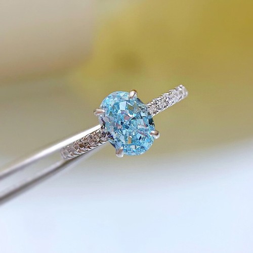 1.5CT Radiant Engagement Ring Blue Natural Pink Stone 925 Solid Silver 6X8MM - Picture 9 of 65
