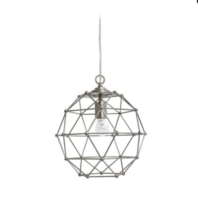Brushed Nickel Hexagon Industrial Rustic Pendant Light by Elegant Designs