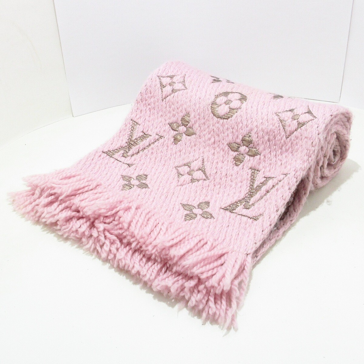 Auth LOUIS VUITTON Echarpe Logomania Shine M70466 Rose Ballerine