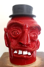 stainley ferguson face jug    ( MAD HATTER )    pottery, folk art  10 ''x7''