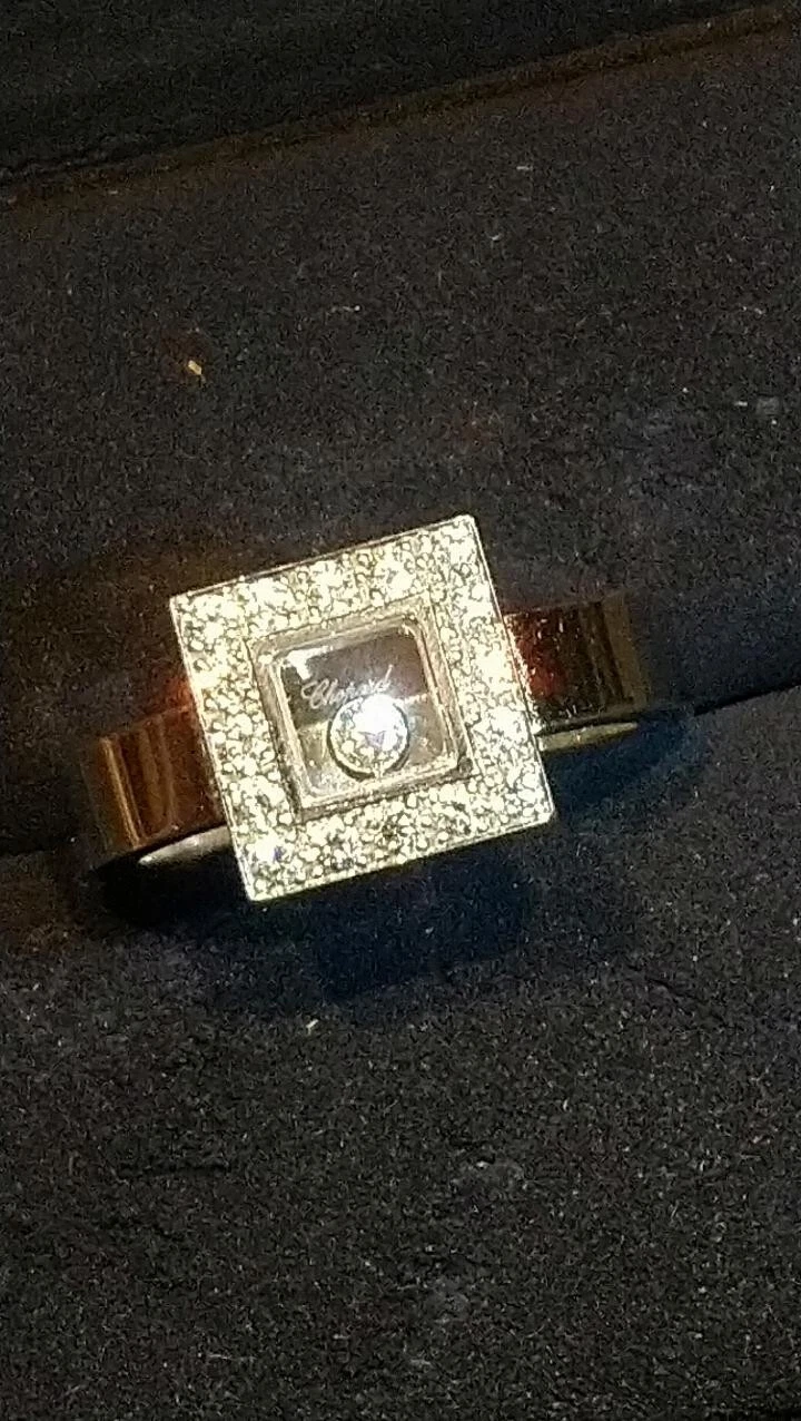 Chopard — Chopard Happy Diamond Ring Square 750 18k Size 52 Diamonds + Certificate + Box