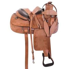 Premium Leather Western Barrel Racing Horse Saddle Tack Set Size 14" to 18"