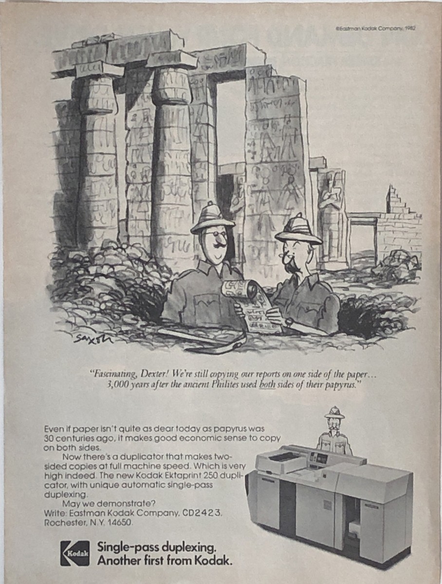 PRINT AD 1982 Kodak Ektaprint 250 Copier Printer Single Pass