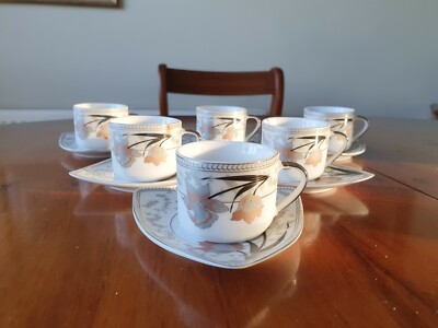 5 JAPANISCHE 24 kt VERGOLDET ''YAMASEN'' KAFFEETASSEN & UNTERTASSEN.