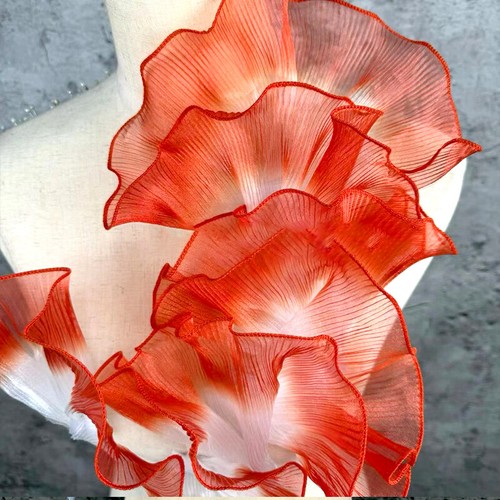 Organza Pleated Ruffle Lace Edge Trim Ribbons Fabric Sewing Wedding Dress Decor - Picture 25 of 32