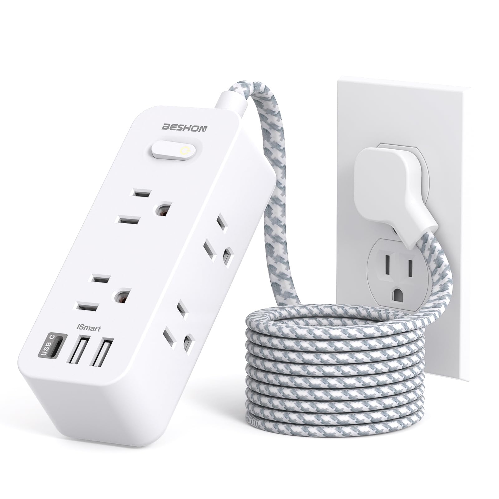 Flat Plug Power Strip Flat Extension Cord 5ft Ultra Thin Flat Plug Extension ...