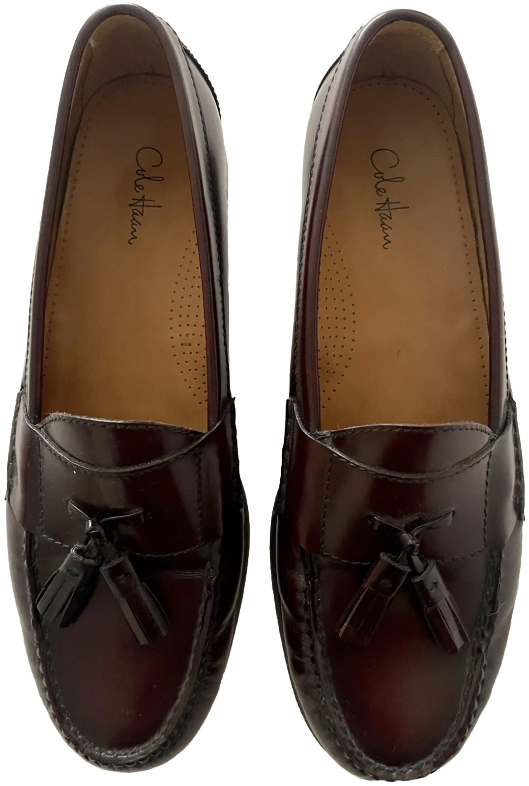 COLE HAAN CORDOVAN MAROON MERLOT LEATHER KILTIE TASSEL LOAFERS MEN'S SIZE 10 D image 2