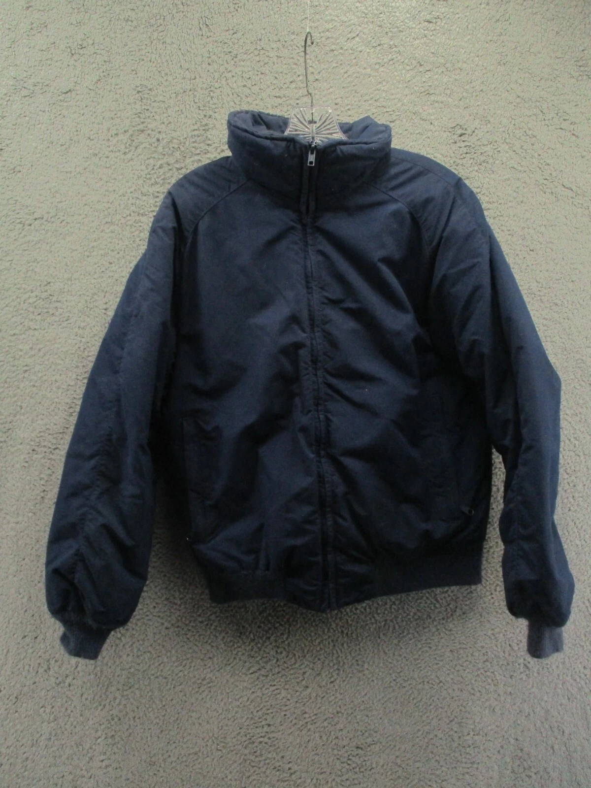 Vintage Eddie Bauer Jacket Windbreaker Blue Full Zip Nylon Mens Size L