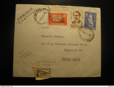 RIO GALLEGOS 1965 To Buenos Aires Registered Air Mail Cancel Cover ARGENTINA