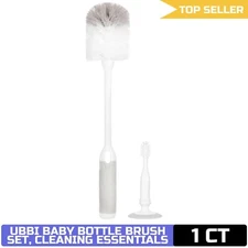 Ubbi Deluxe Bottle Brush Set, Baby Cleaning Essentials, Gray, Bottle & Nipple Br