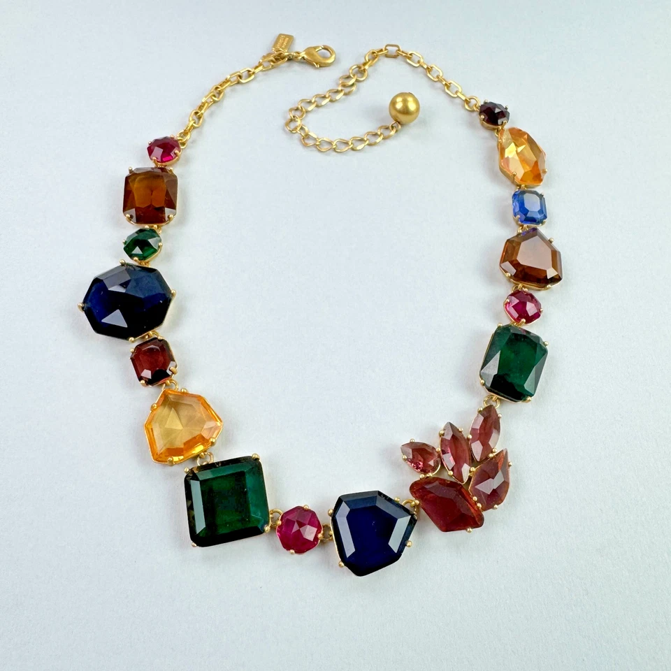 Collar Kate Spade Piedra Mezclada Facetada Tono Dorado Grueso Joya 18" Nueva York Foto 2 de 4