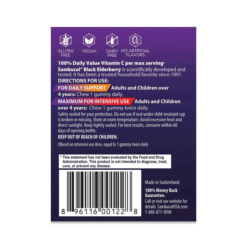 Gomas de suporte imunológico Sambucol Black Elderberry - 30 unidades - Imagem 3 de 3