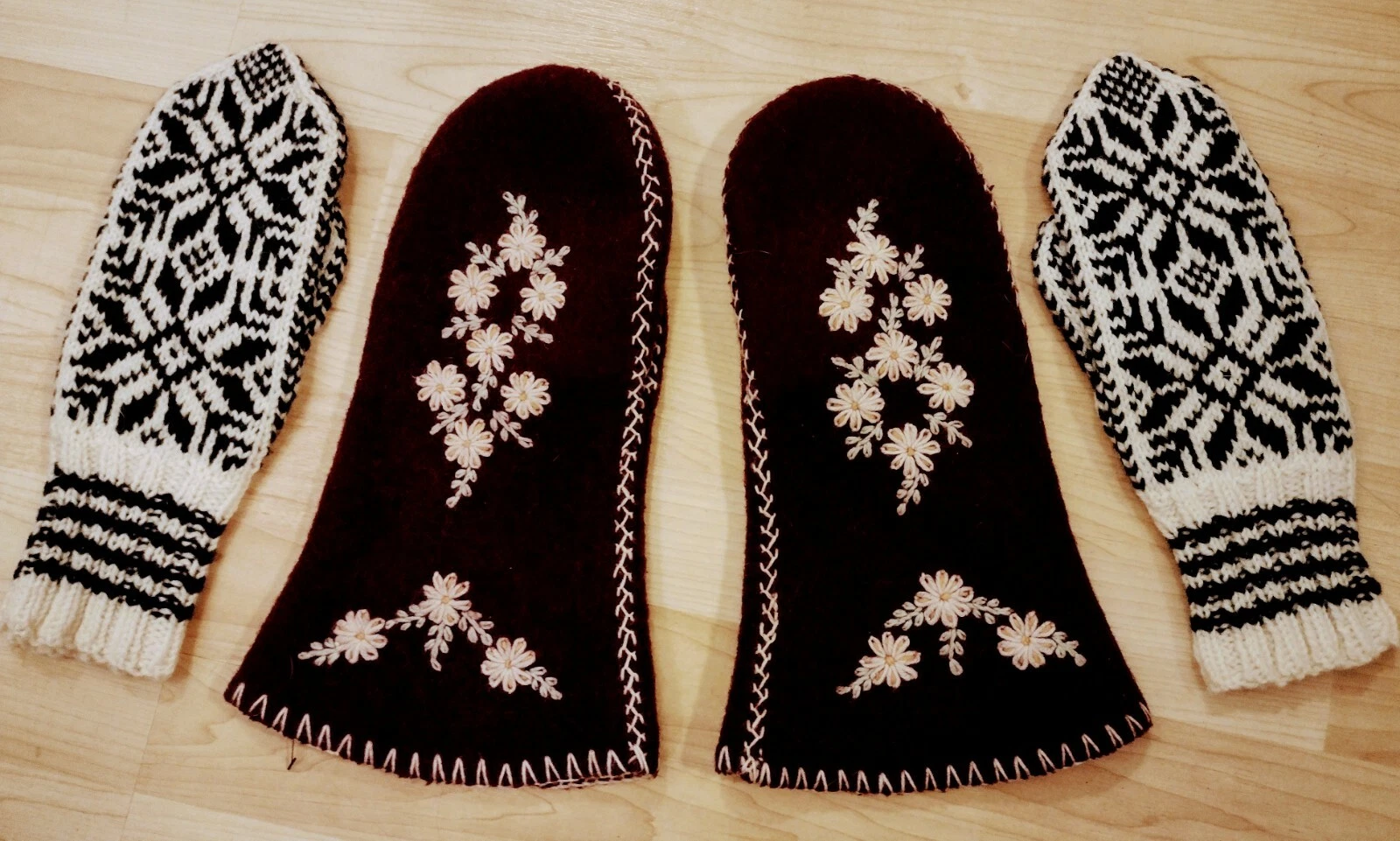 Vintage Wool Chopper Mitts Womens M. W/ Thick Wool Lined Insert Mitts. Hand-Made