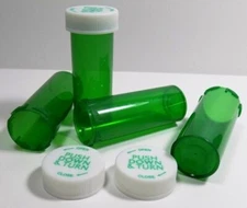 Prescription Medicine Vials 8 Dram Green-6 Pack--$4.59 Shipping-Pharmacy Grade