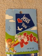 Vintage Jesus Loves You Diamond Kite  24 X 26” Wing Span Christian VBS NEW Rare