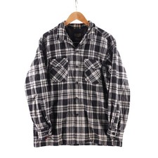 Pendleton Mens Large Original Board Shirt Wool Plaid Flannel Black Loop Collar