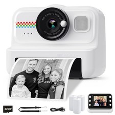 Kids Instant Print Camera 1080P HD, 3 Rolls Paper, 32GB Card, Gifts Age 3-14