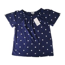 NWT KIM ROGERS Womens PS Navy Blue Polka Dot ...