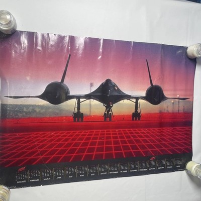 Original Vintage 1980 s SR-71 Blackbird USAF Airplane Jet Poster