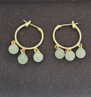 Vintage 14k.Yellow Gold Jade Ball Dangle Hoop  Pierced Earrings 2.4 Grams — photo 1