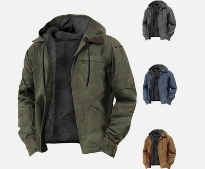 New Herren Winterjacke warm mit Kapuze weich komfortabel dicker Mantel Casual