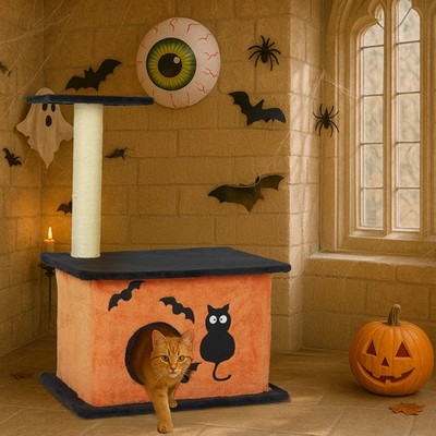 33 Inch Halloween Cat Tree Cat Tower Cat Tree Indoor Cute Cat