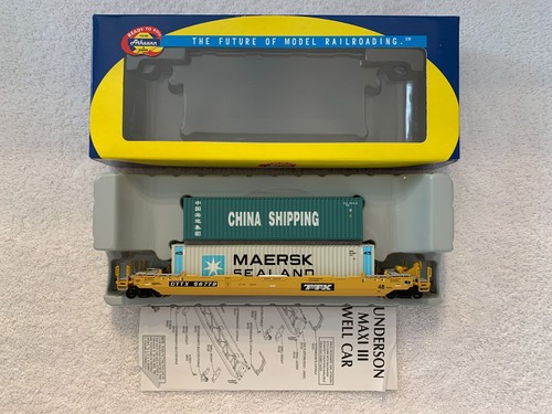 Coche Athearn #72561 escala HO TTX Husky Stak Well con 2 contenedores #DTTX56779 | Condition: Used